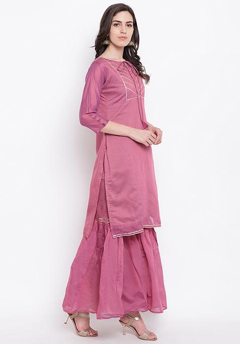 Wine Gotta Work Chanderi Cotton Kurta Set