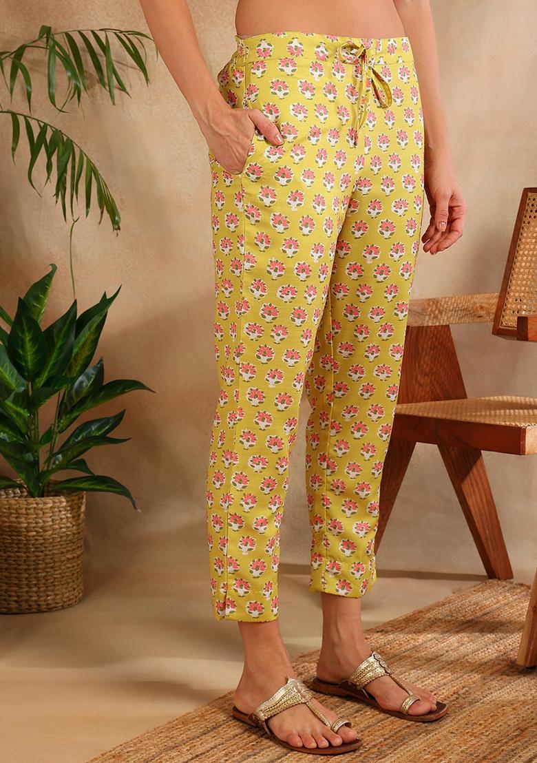 Green Printed Cotton Blend Kurta Set