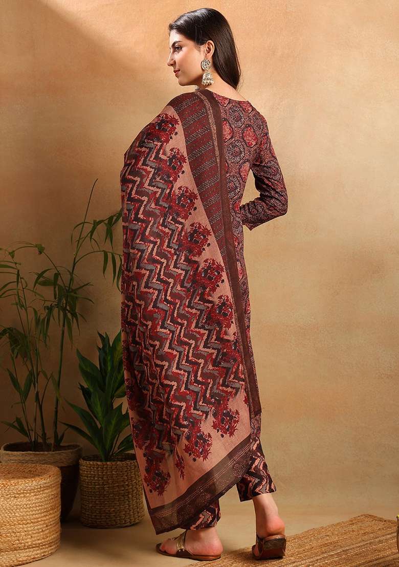 Multicolor Printed Blended Straight Kurta Set - Indya