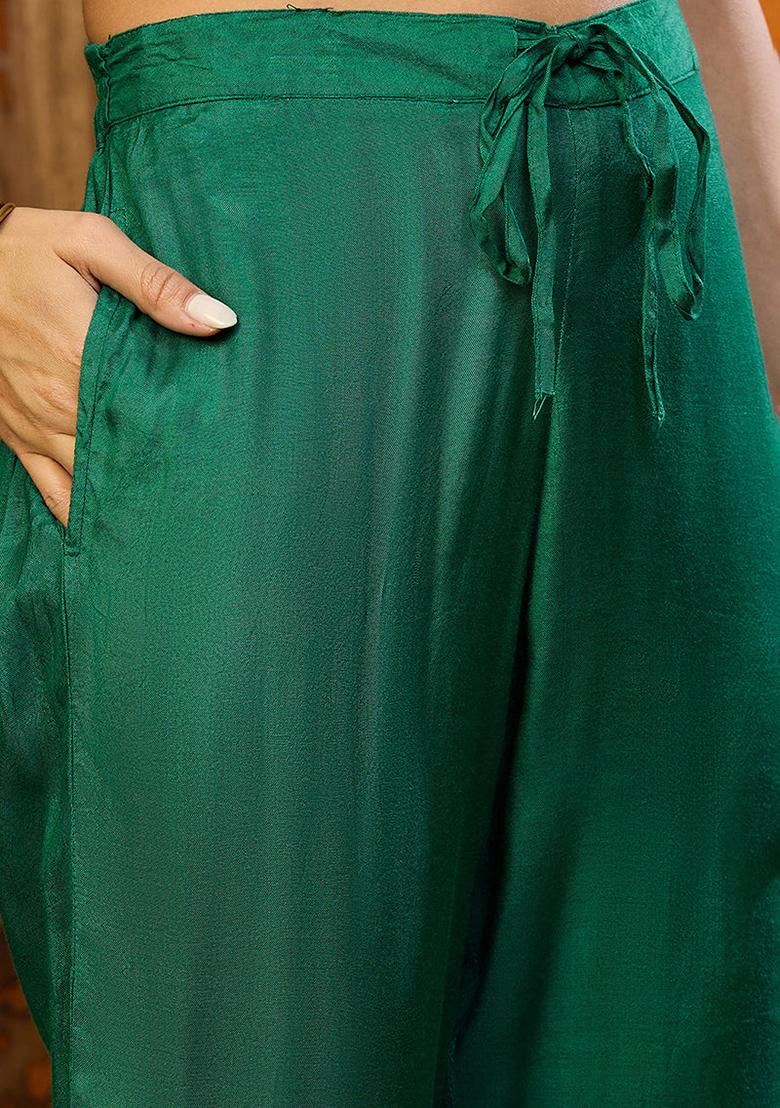 Green Printed Georgette Kurta Set