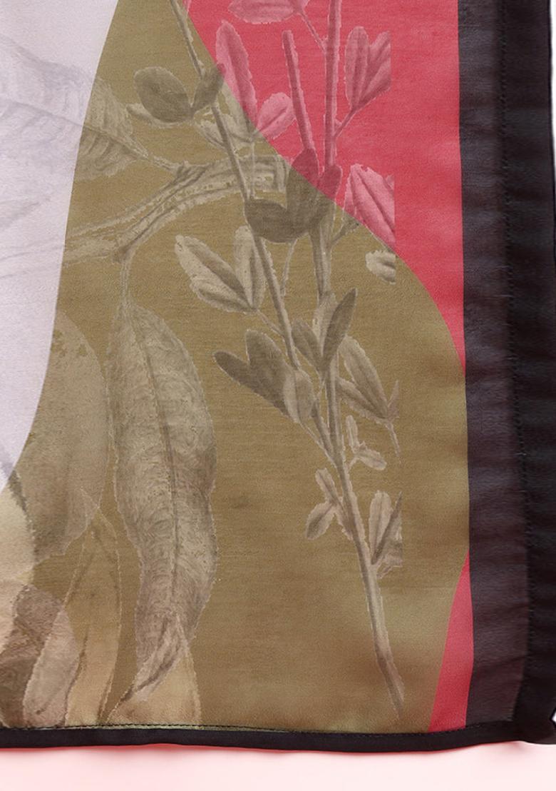 Black Printed Silk Blend Kurta Set