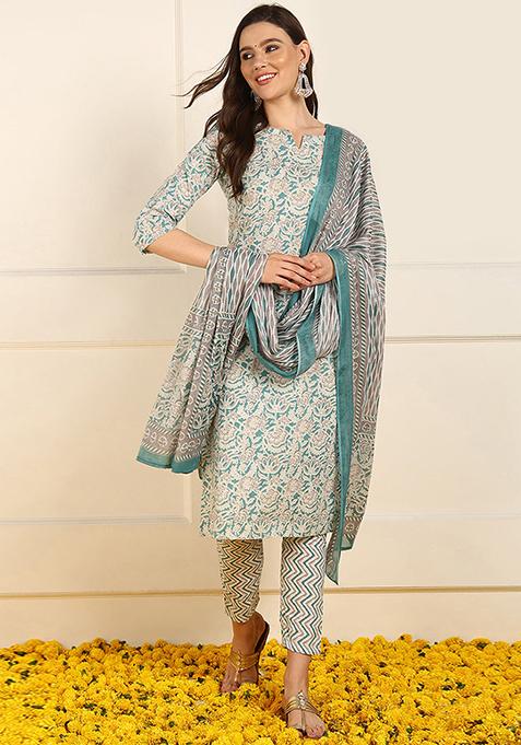 Pink Printed Pure Cotton Kurta Set