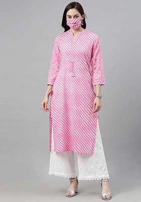 Pink Printed Cotton Kurta