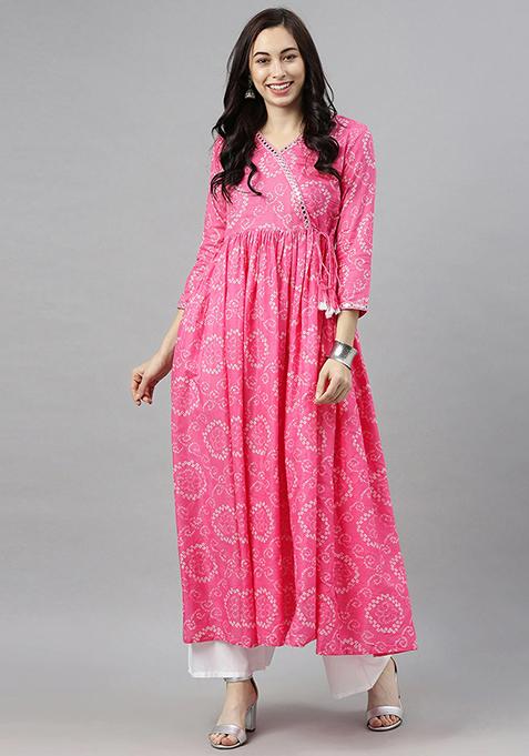 Pink Printed Cotton Kurta