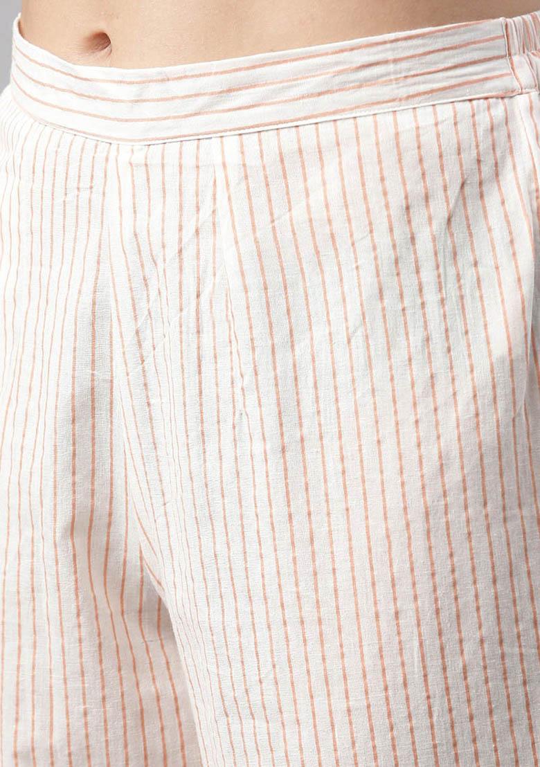 White Printed Cotton Kurta Set