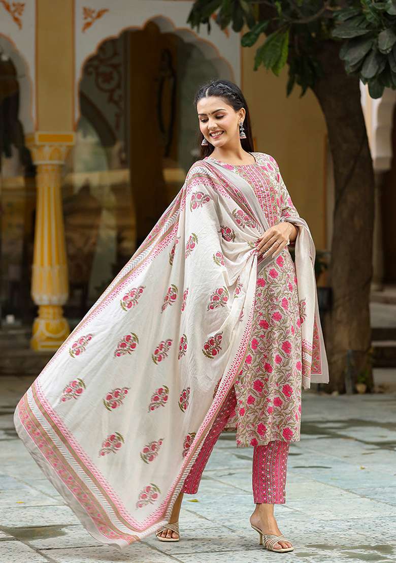 Grey Printed Rayon Blend Kurta Set - Indya
