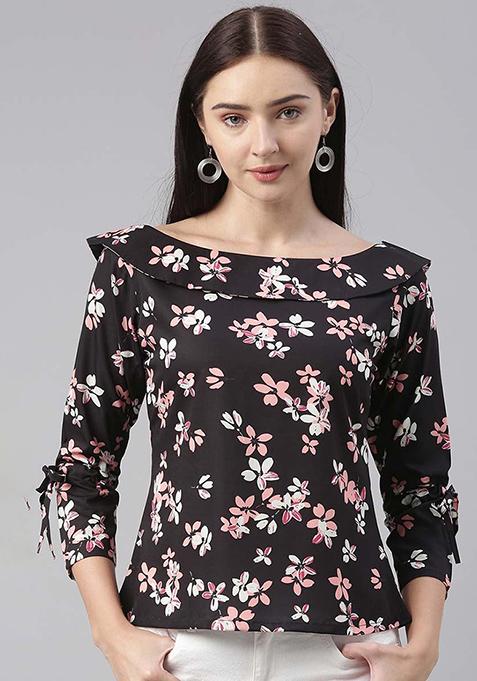 Black Printed Georgette Top