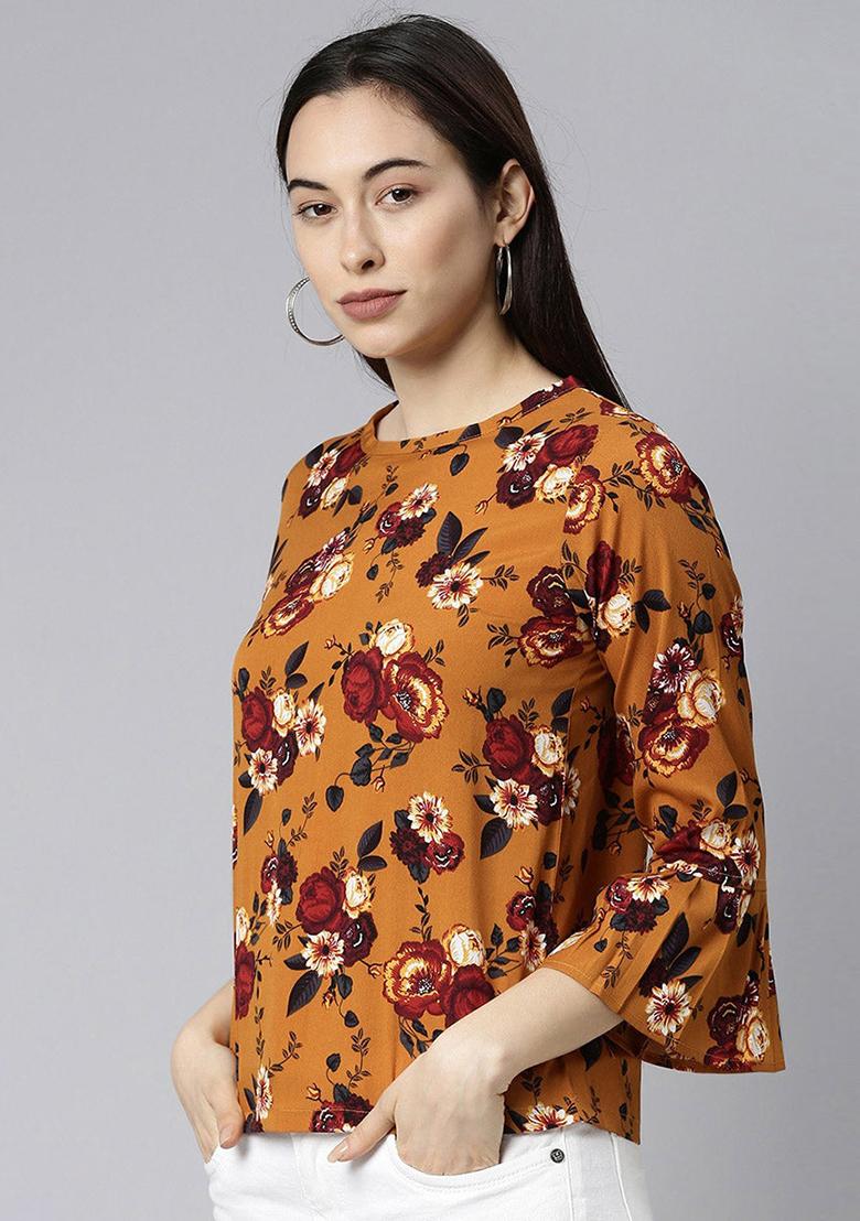 Copper Printed Georgette Top