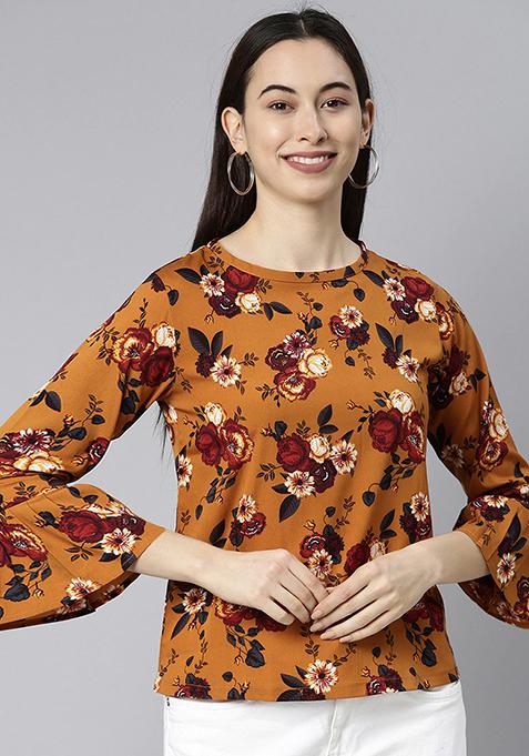 Copper Printed Georgette Top