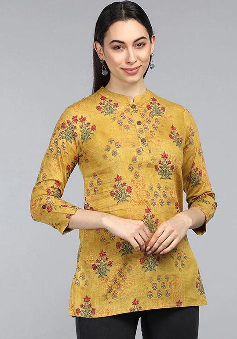 Mustard Printed Cotton Tunic