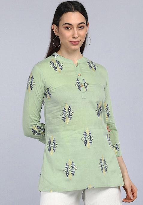 Green Printed Cotton Tunic