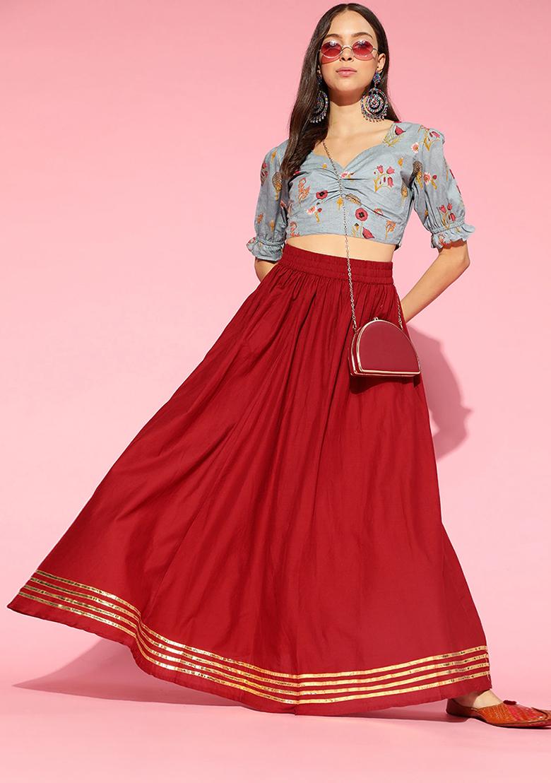 Blue Printed Cotton Top