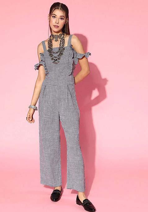 White Printed Cotton Jumpsuit