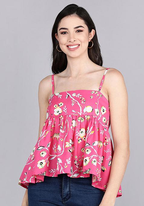 Pink Printed Georgette Top