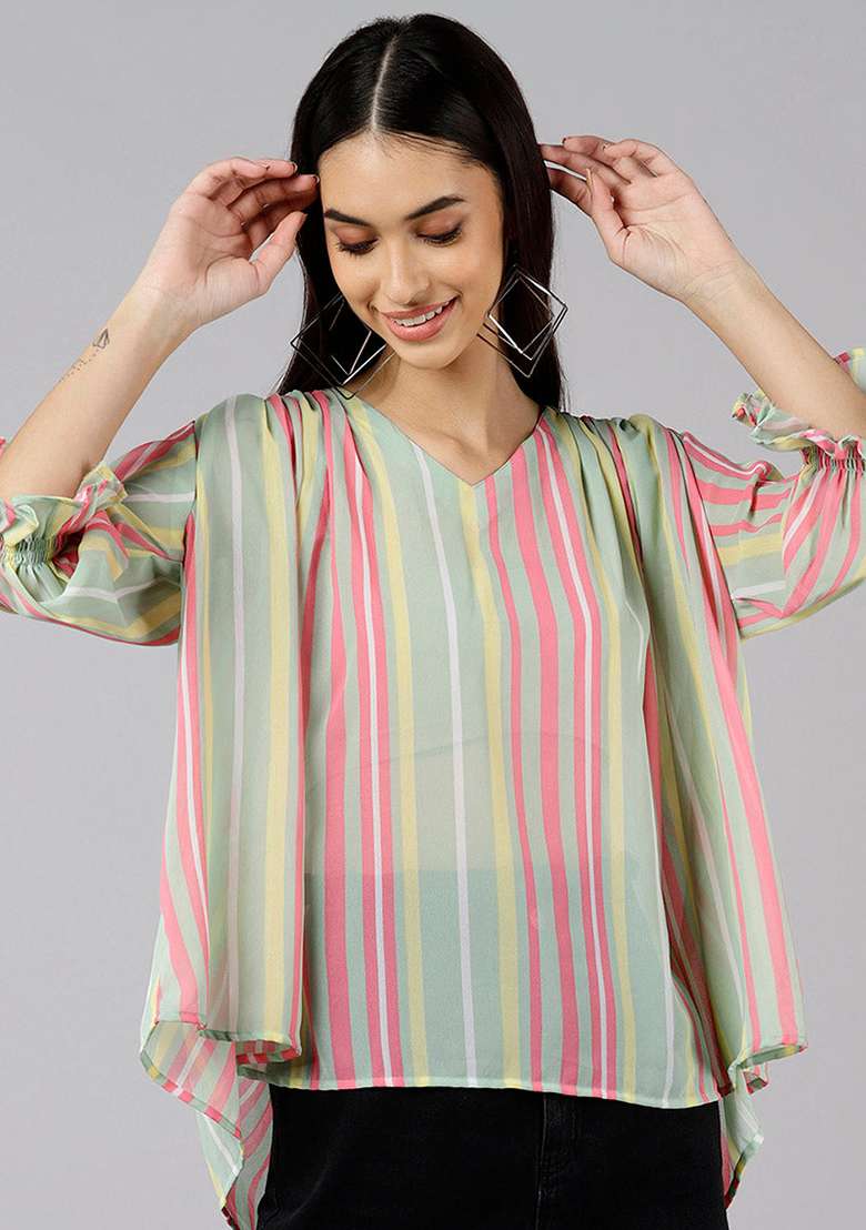 Multicolor Printed Georgette Top - Indya