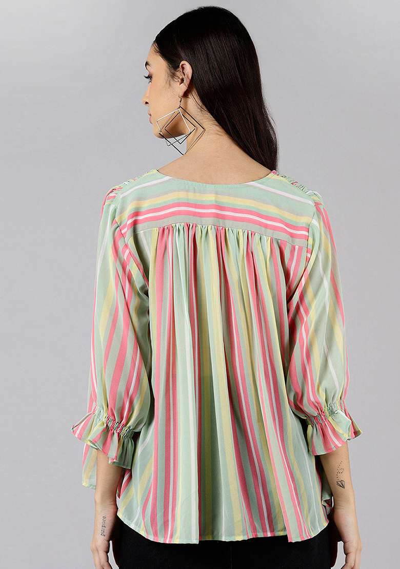 Multicolor Printed Georgette Top - Indya