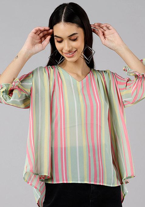 Multicolor Printed Georgette Top