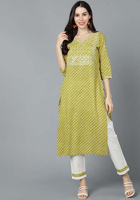 Yellow Printed Cotton Kurta