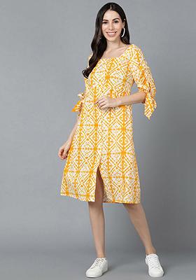 Yellow Printed Cotton Dress