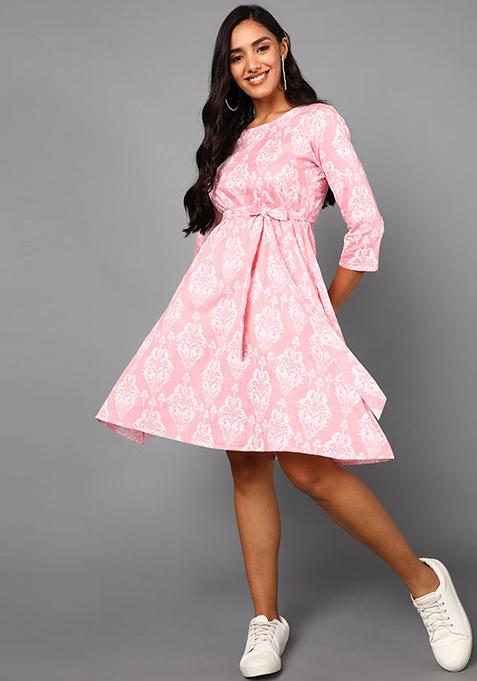 Pink Printed Cotton Dress