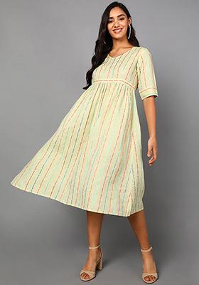 Cream Printed Cotton Dress