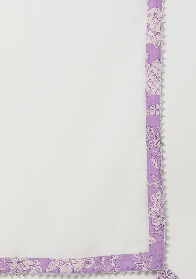 Purple Printed Rayon Blend Kurta Set