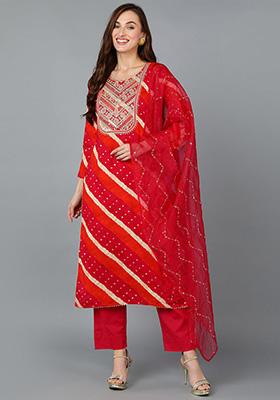 Pink Printed Rayon Kurta Set