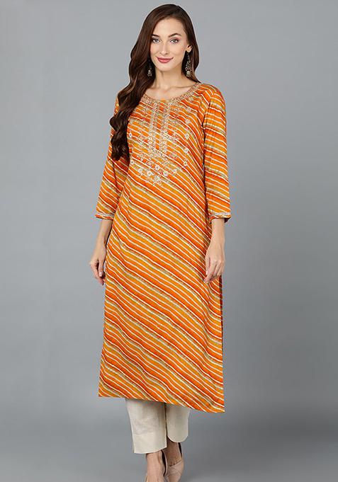 Golden Printed Silk Blend Kurta