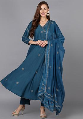 Burgundy Woven Silk Blend Kurta Set