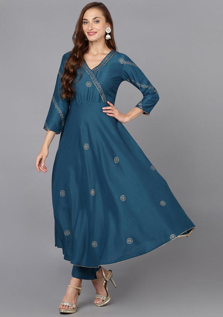 Burgundy Woven Silk Blend Kurta Set