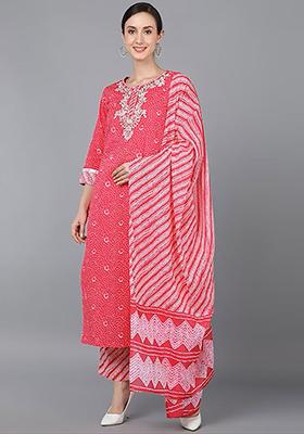 Pink Printed Pure Cotton Kurta Set