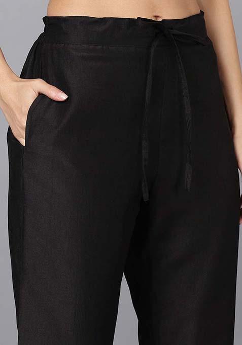 Maroon Printed Silk Blend Kurta Set