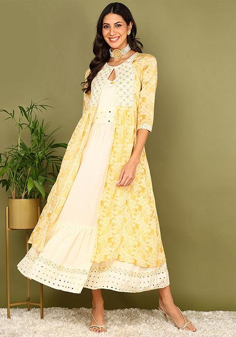 Yellow Printed Cotton Kurta