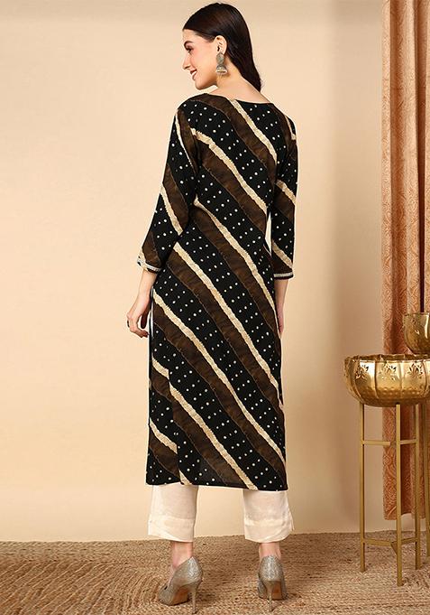 Black Printed Viscose Rayon Kurta