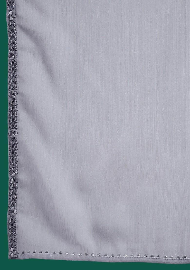 Purple Floral Embroidered A Line Kurta With Trouser And Dupatta