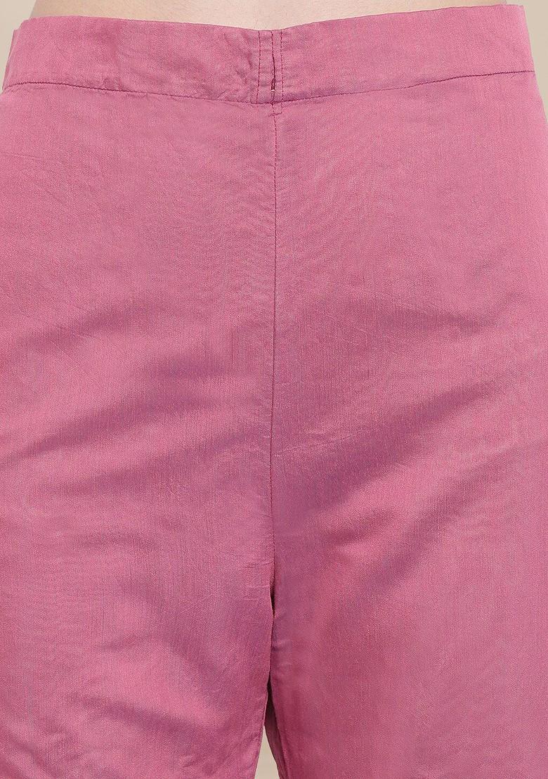 Pink Tie Up Neck Gota Patti Chanderi Cotton Kurta With Sharara