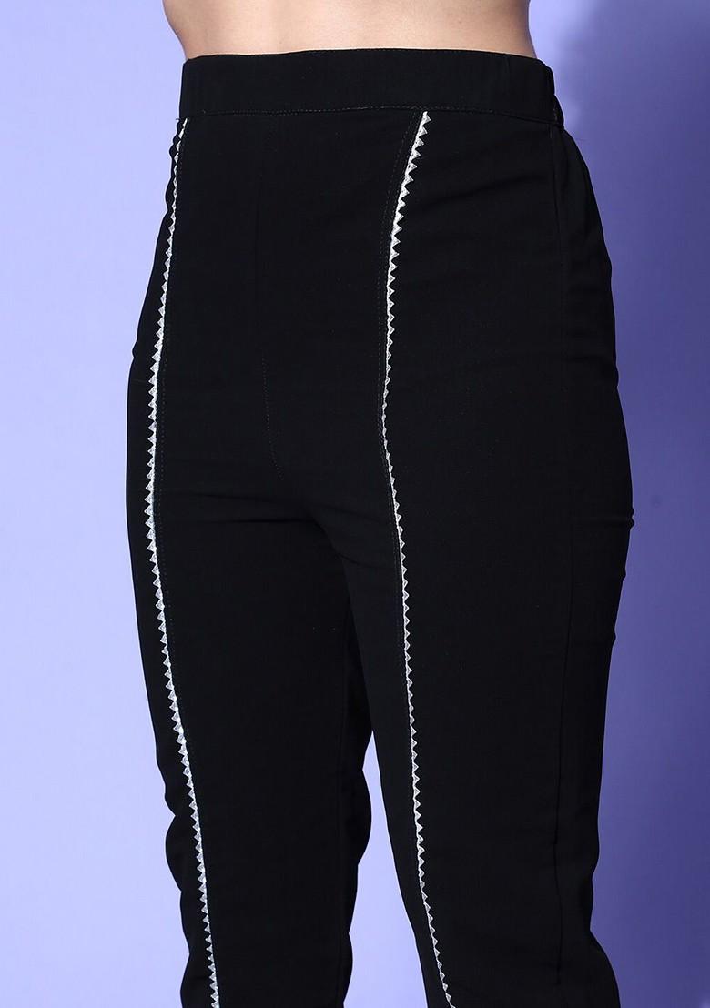 Black Ethnic Motifs Embroidered Kurta With Trousers - Indya