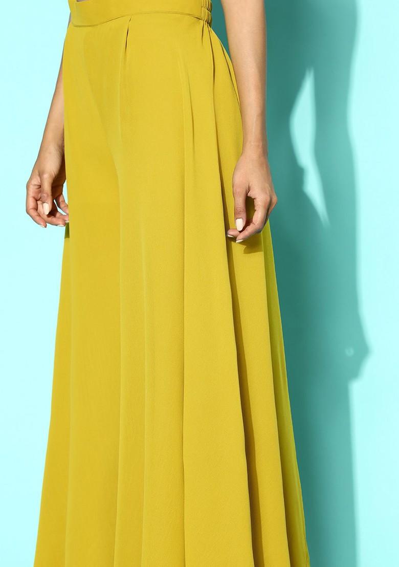 Green Printed Regular Mirror Work Kurta With Palazzos