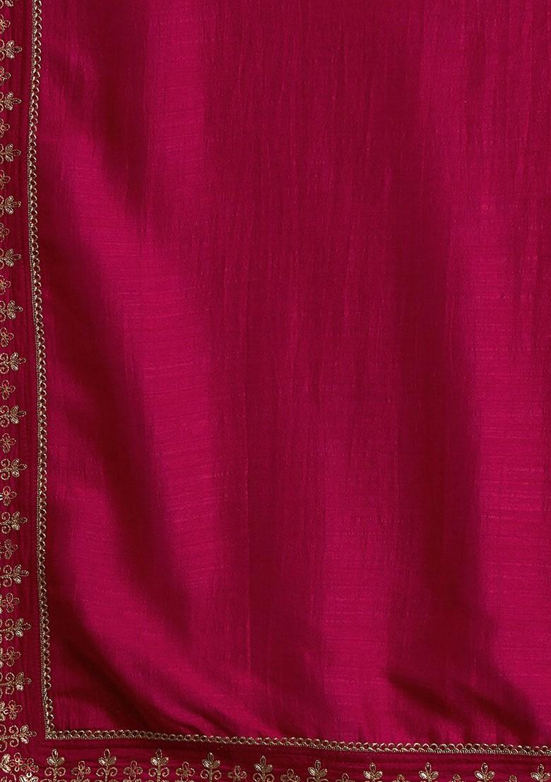 Pink Zari And Sequin Embroidered Anarkali Kurta With Trousers And Dupatta