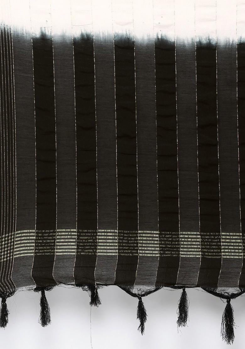 Black Embroidered Mirror Work Kurta With Trousers And Dupatta - Indya