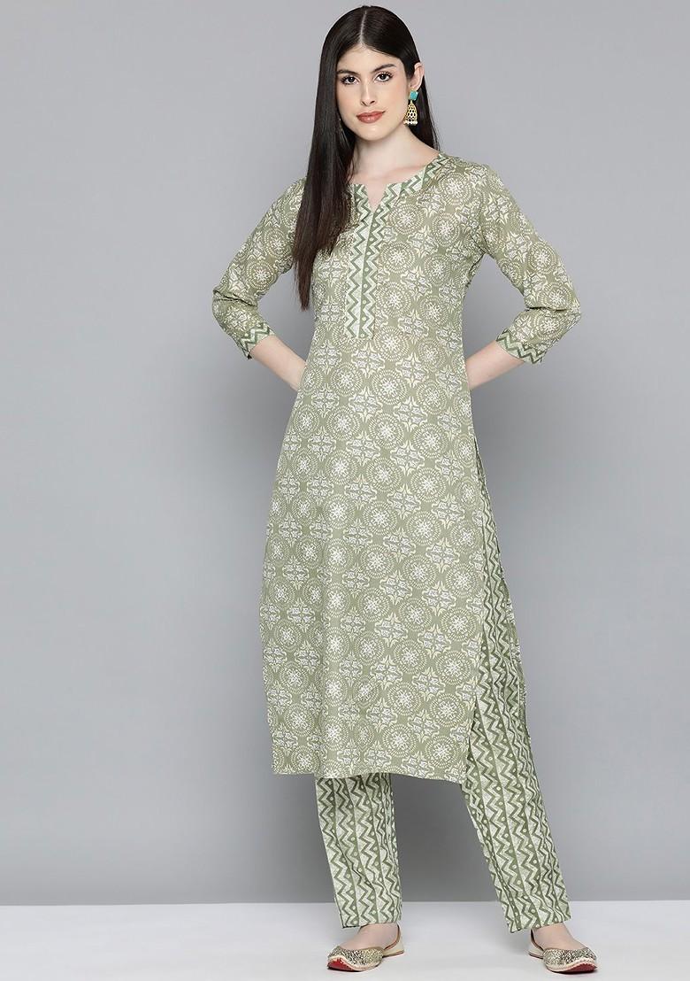 Green Ethnic Motifs Printed Regular Kurta With Trousers