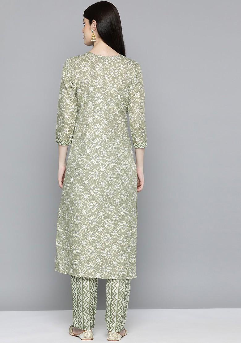 Green Ethnic Motifs Printed Regular Kurta With Trousers