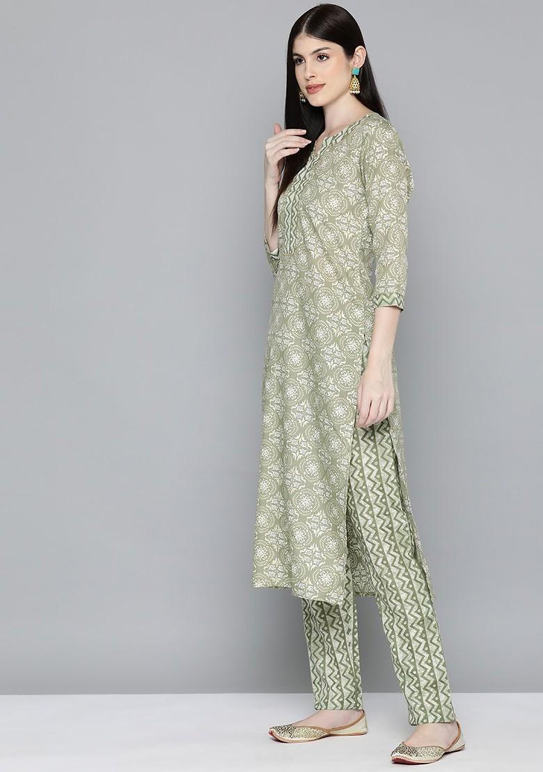 Green Ethnic Motifs Printed Regular Kurta With Trousers