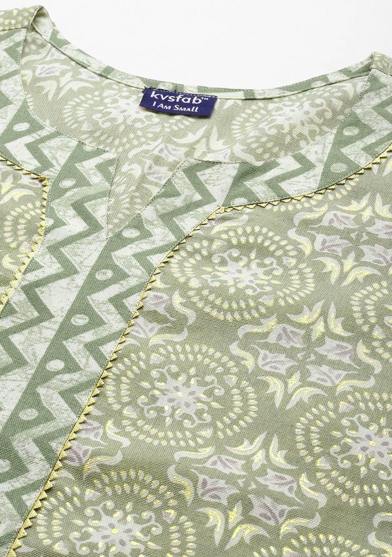 Green Ethnic Motifs Printed Regular Kurta With Trousers