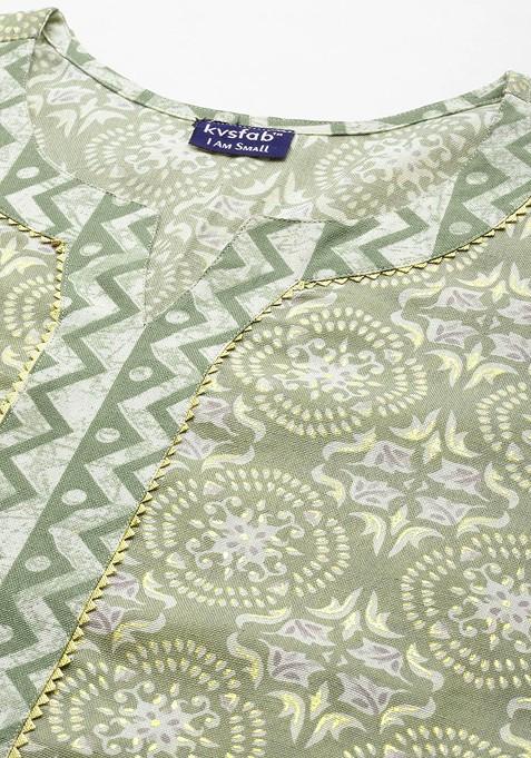 Green Ethnic Motifs Printed Regular Kurta With Trousers