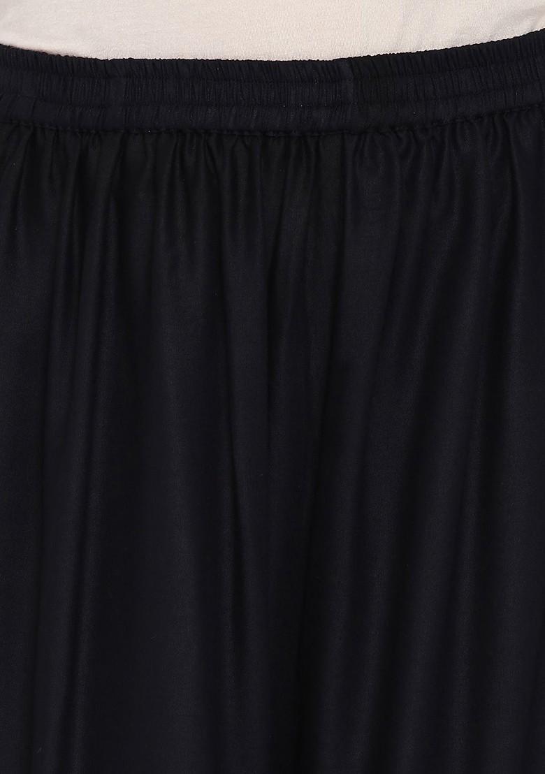 Black And Gold Toned Printed Kurta With Palazzos