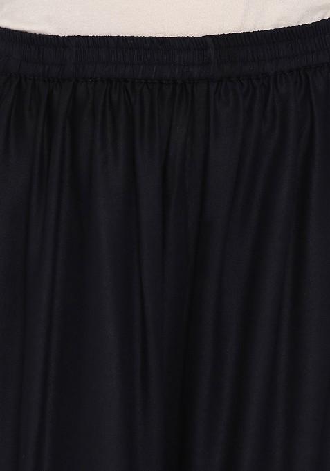 Black And Gold Toned Printed Kurta With Palazzos