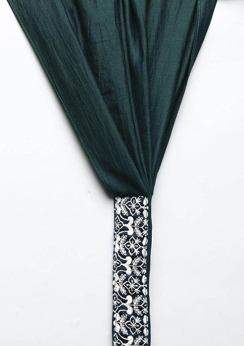 Teal Green Embroidered Panelled Kurta With Palazzos And With Dupatta