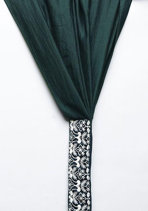 Teal Green Embroidered Panelled Kurta With Palazzos And With Dupatta