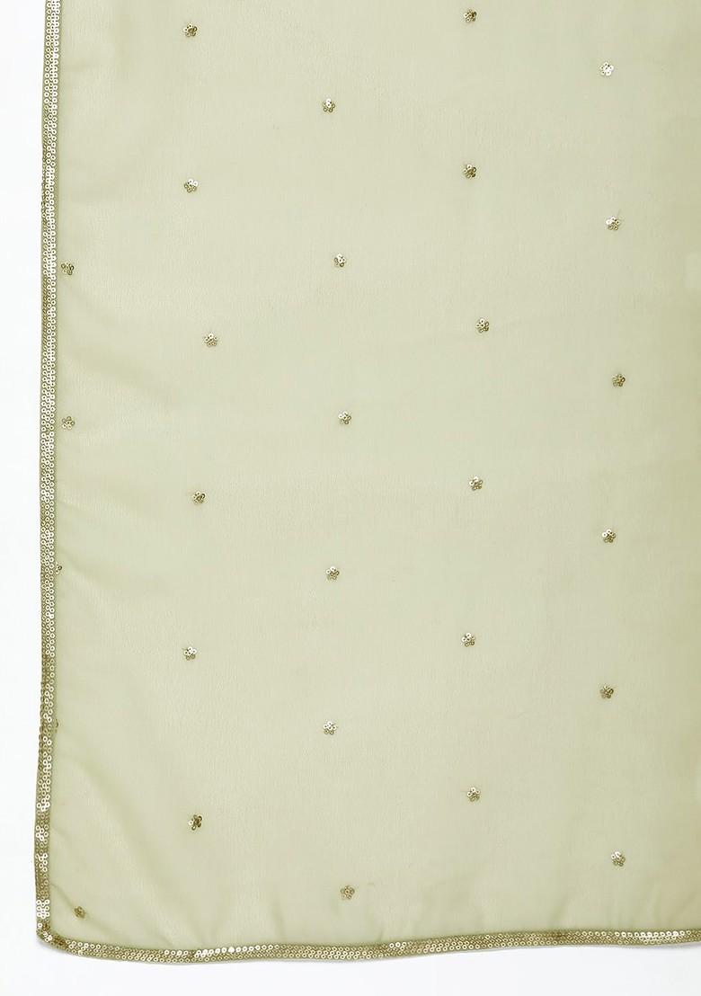Mint Green Embroidered Layered Sequin Kurta With Sharara And With Dupatta
